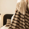 Faux Rabbit Fur Ruched Throw Blanket