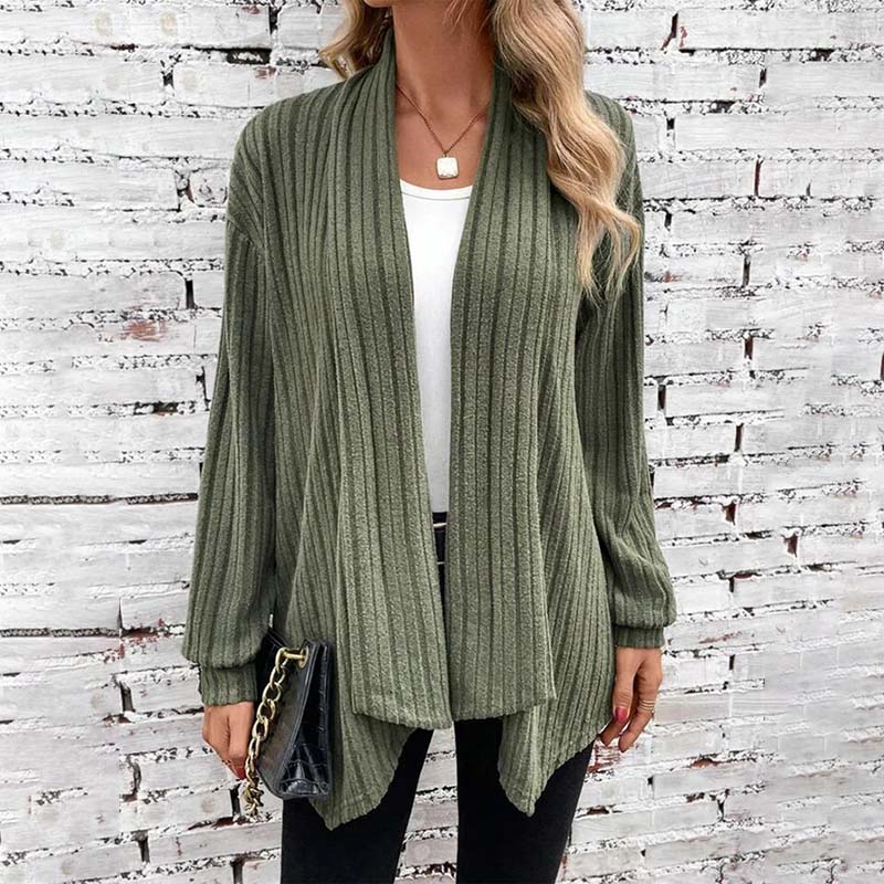 Women's ribbed open-front cardigan