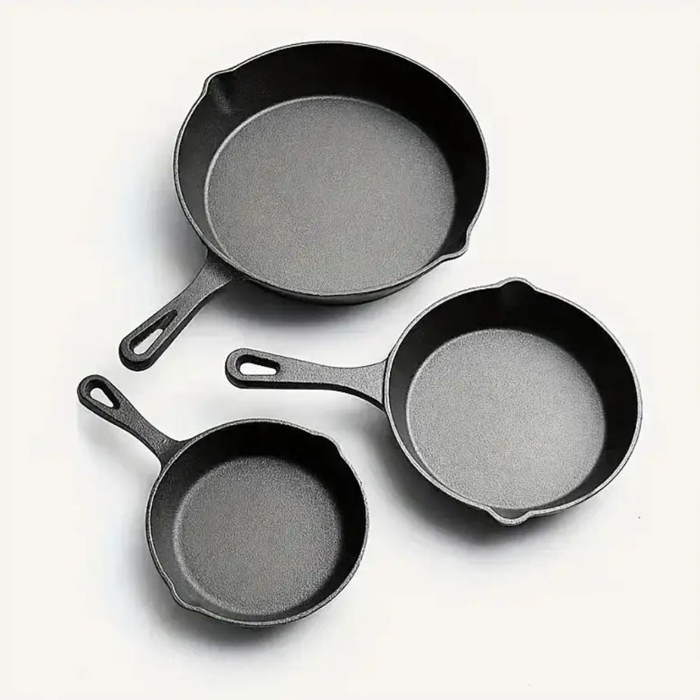 Textured Cast Iron Dual Spout Frying Pan