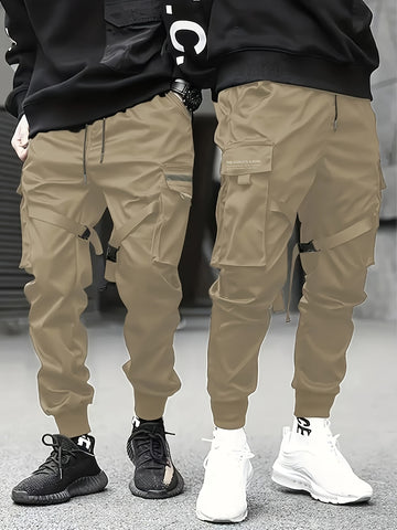 Trendy solid cargo pants for men