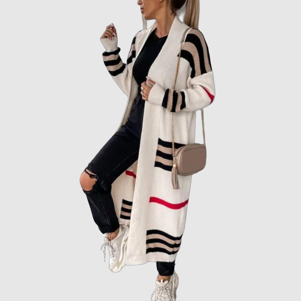 Stylish loose women’s long-sleeved winter knitted cardigan