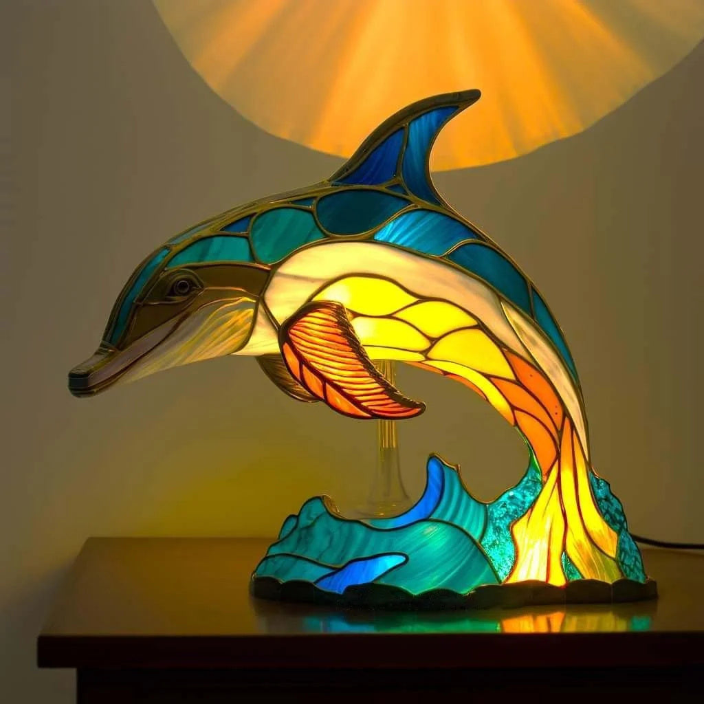 Tiffany-Style Stained Glass Elephant Table Lamp