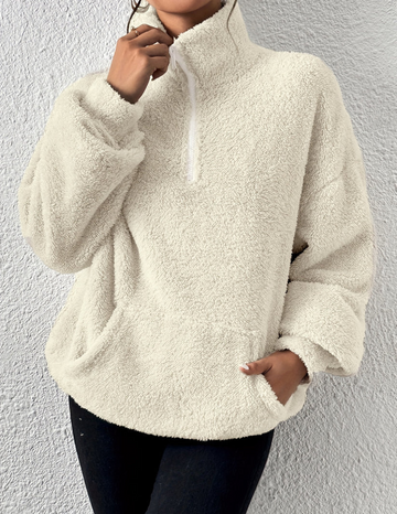 Comfortable women’s winter sweater with zipper and long sleeves