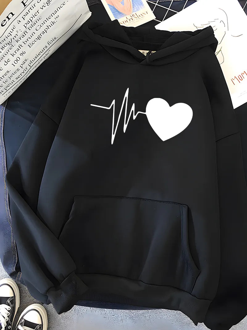 Anne - Heart Print Hoodie