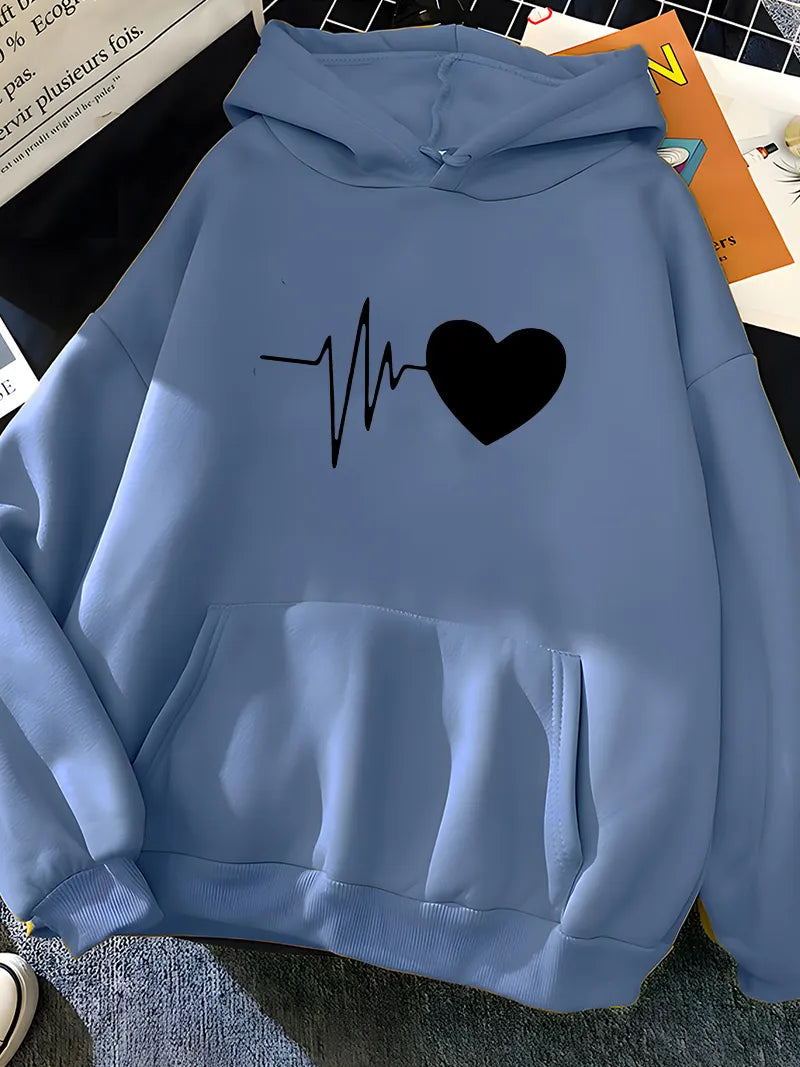 Anne - Heart Print Hoodie