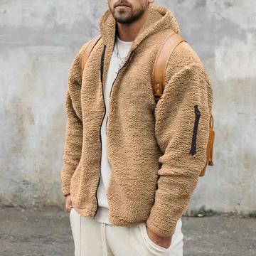 Men's cozy sherpa fleece jacket for laid-back comfort