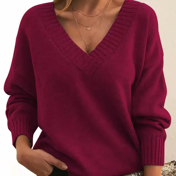 Women's loose v-neck casual pullover sweater