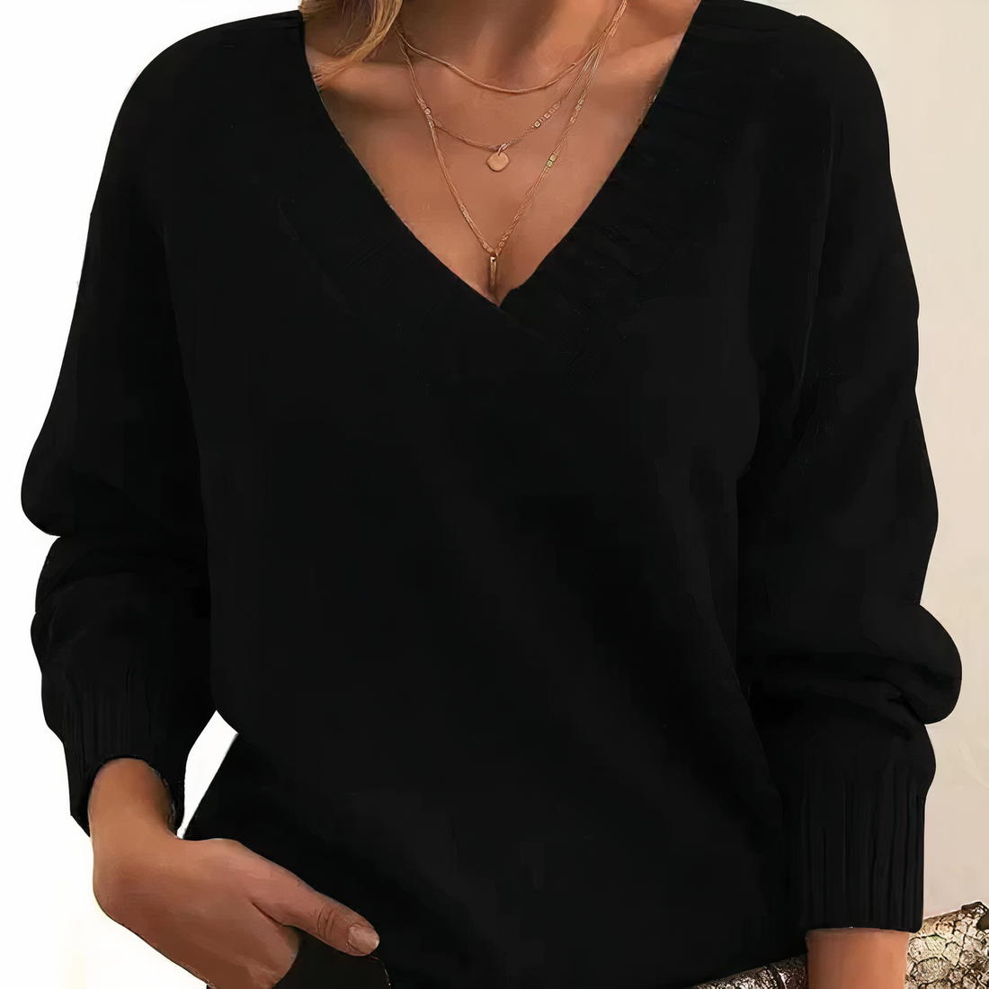 Women's loose v-neck casual pullover sweater