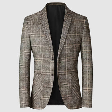 Men’s casual plaid blazer with button closure