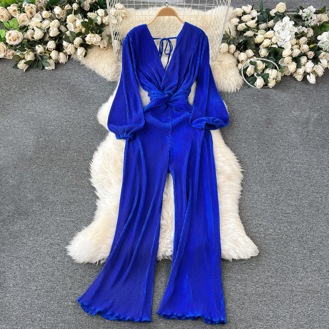 Women's chic high waist drape jumpsuit