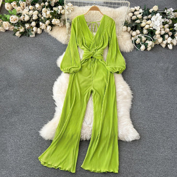 Women's chic high waist drape jumpsuit