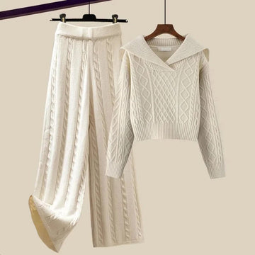 Women's wide leg pants and sweater set