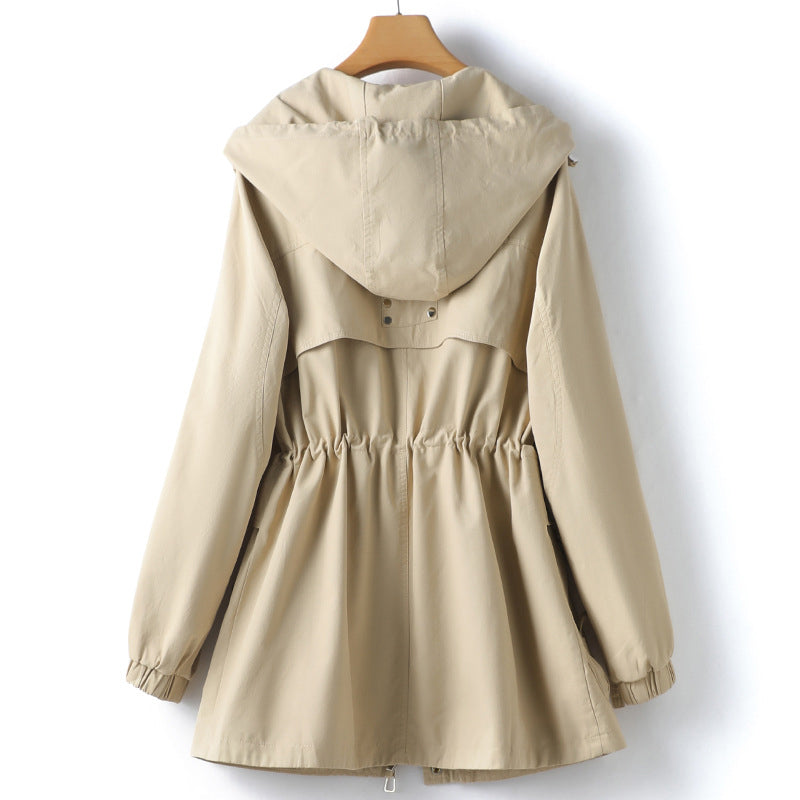 Women's water-resistant trench coat in neutral color