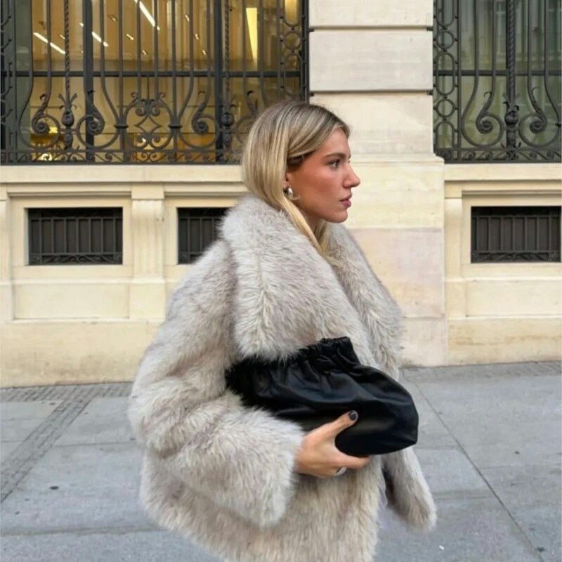 Women's oversized fur jacket