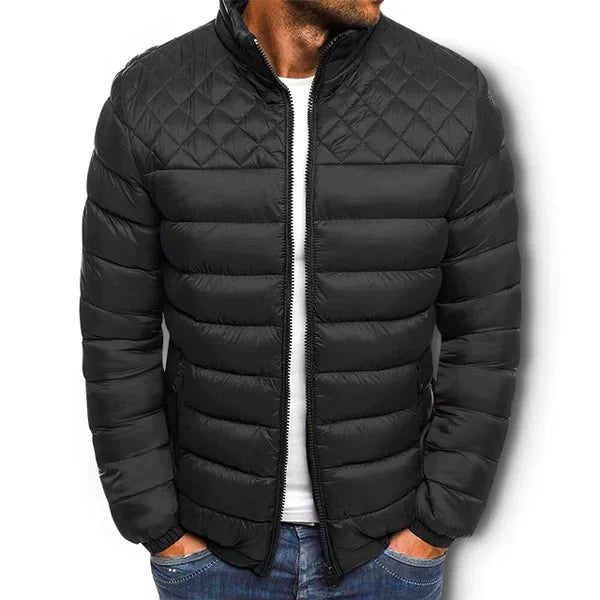 Men's quilted puffer jacket for winter warmth