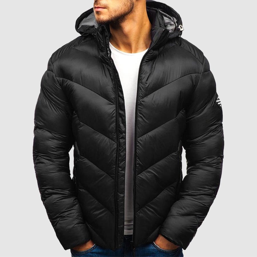 Men's warm winter coat with quilted design