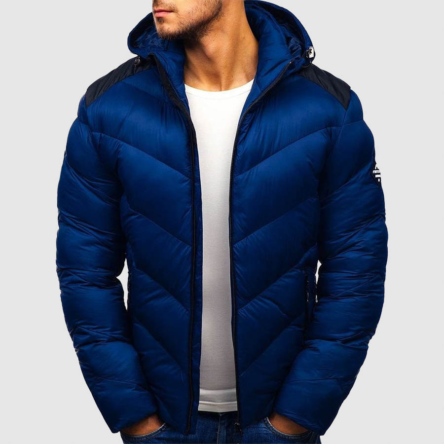 Men's warm winter coat with quilted design