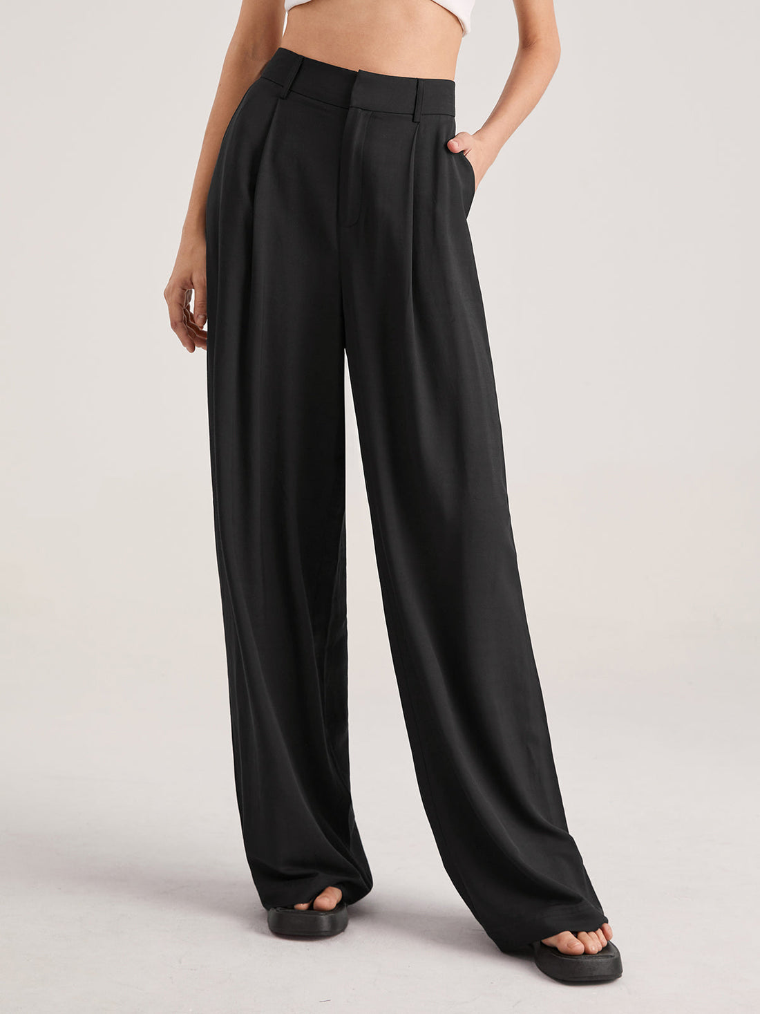 Hazel - oversized high waisted pleat front trousers