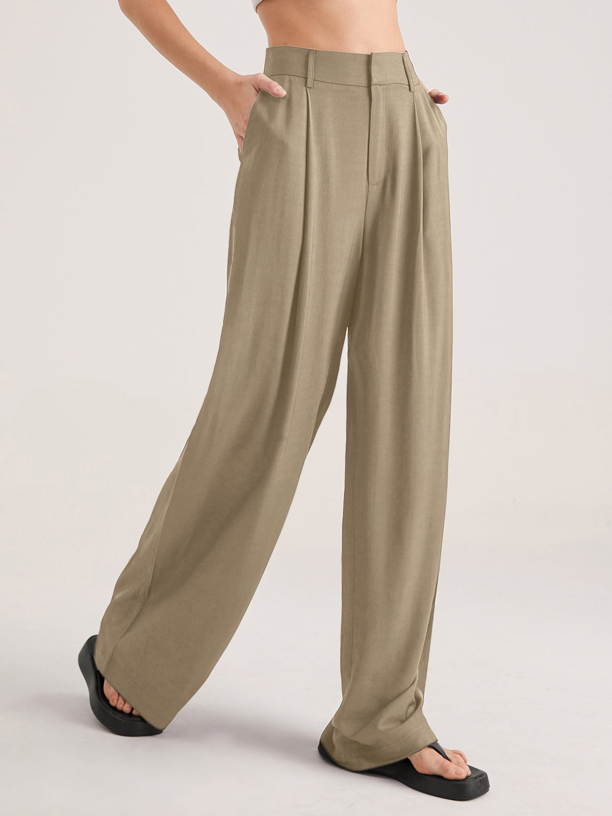 Hazel - oversized high waisted pleat front trousers