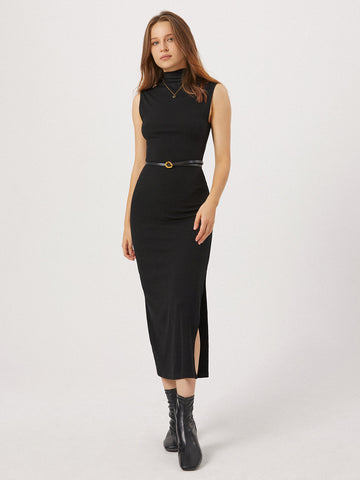 Kylie - slit mock neck long dress