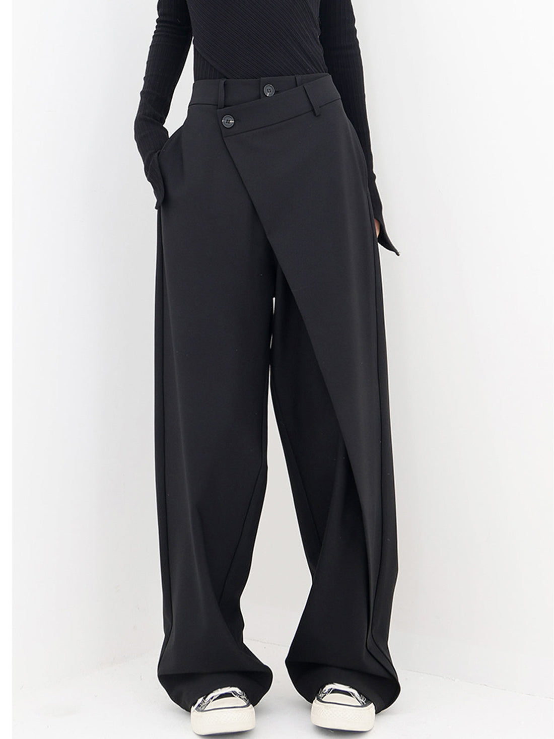 Reese - asymmetrical layer button wide leg dress pants