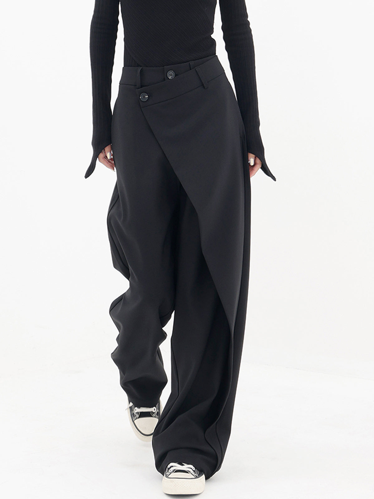 Reese - asymmetrical layer button wide leg dress pants