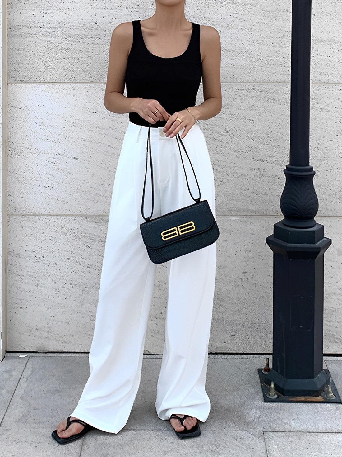 Sabine - full length pleated wide leg pants