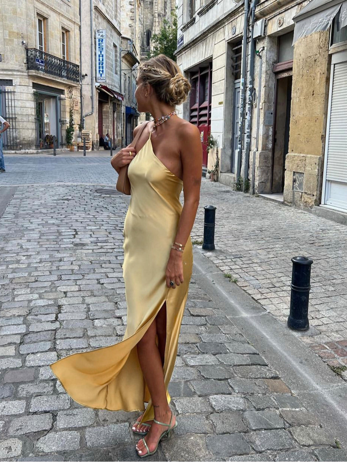 Miranda - elegant open back slit long dress