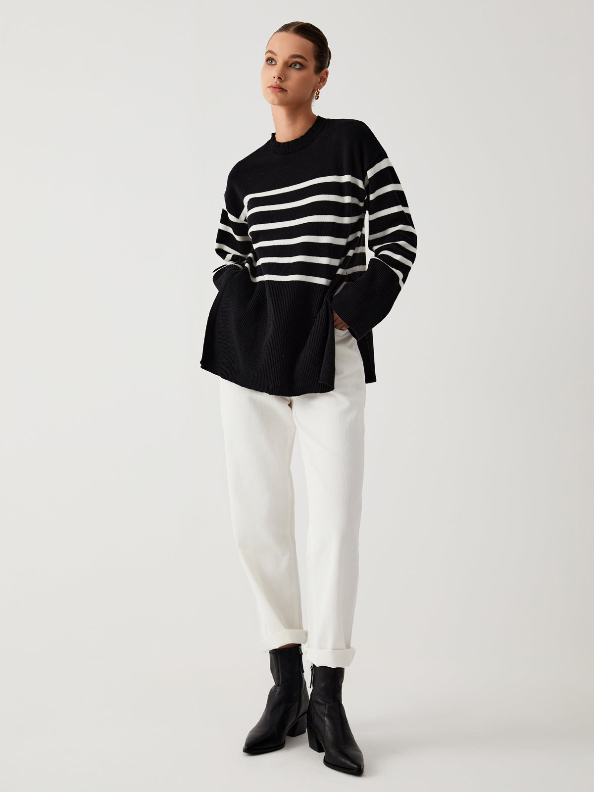 Women's striped knit sweater