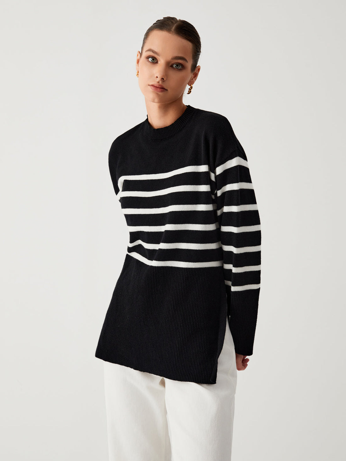 Women's striped knit sweater