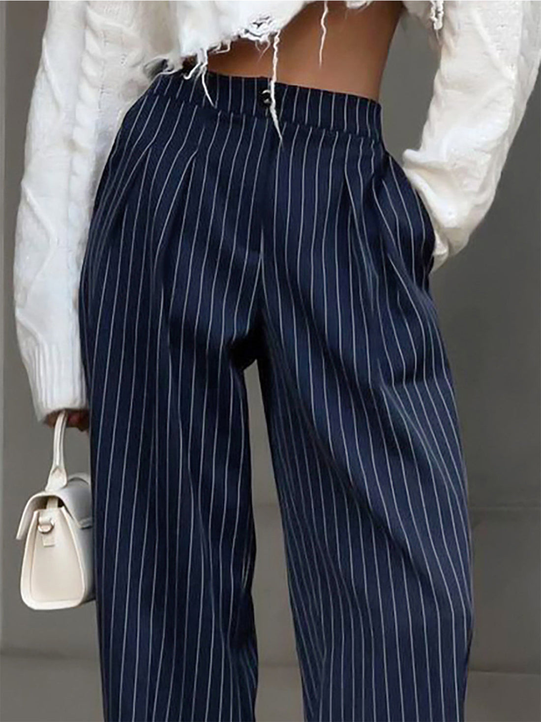 Sheena - pinstripe pleated wide leg dress pants