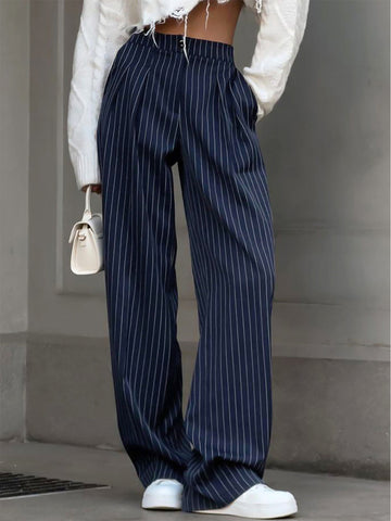 Sheena - pinstripe pleated wide leg dress pants