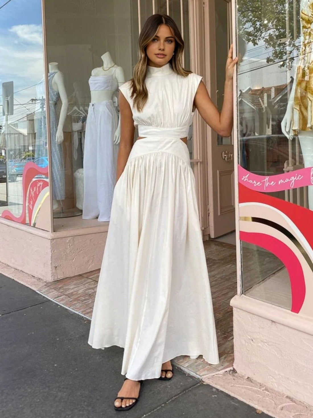 Ariana - mock neck cut out long dress