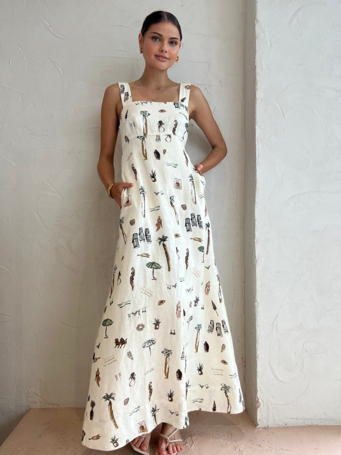 Quina - tropical print knotted long dress