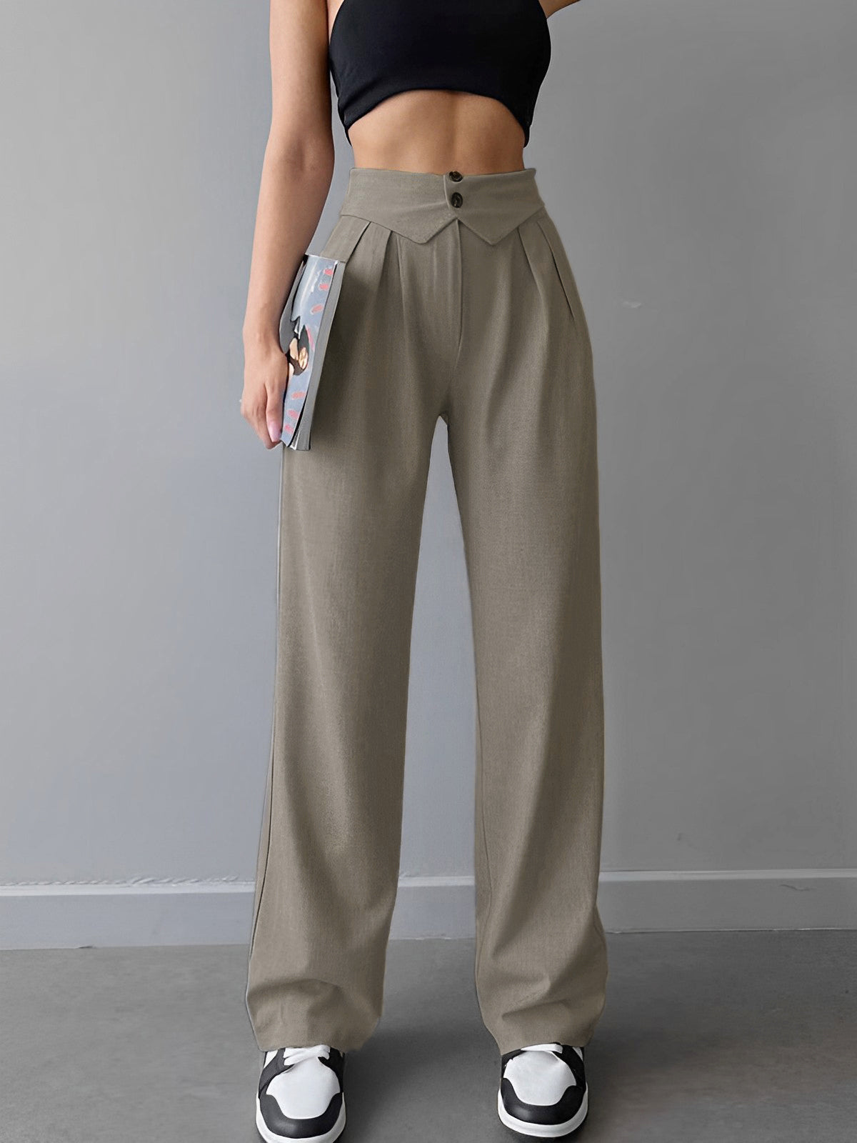 Kea - street fold over waistband straight leg dress pants