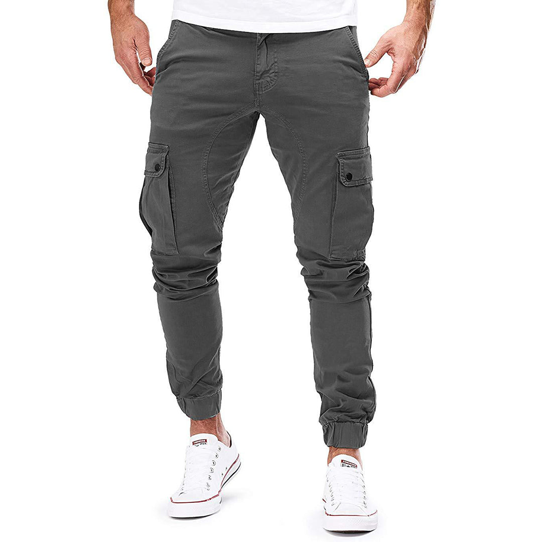 Men’s Cargo Pants – Slim Fit – Cotton Blend – Ribbed Cuffs – Drawstring Waist – Multi-Pocket