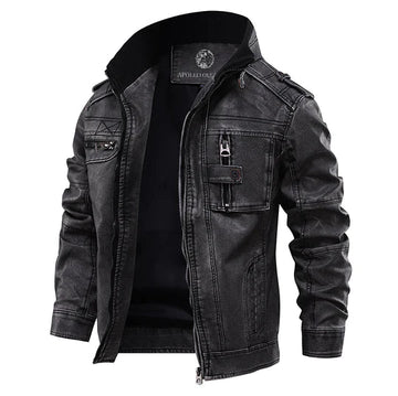 Men's distressed leather jacket