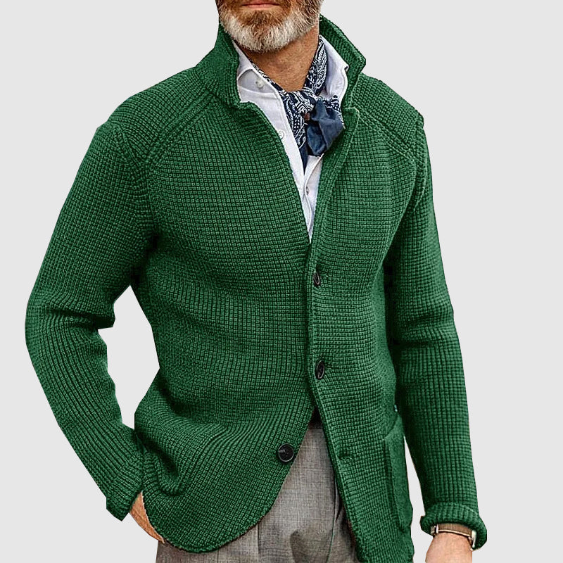 Men's comfortable knitted cardigan with stand collar