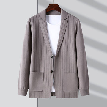 Men's knit blazer with vertical stripes