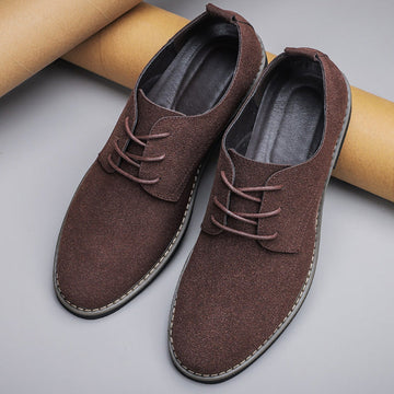 Men’s Suede Derby Shoes – Soft Texture – Comfortable Durable Sole – Lace-Up