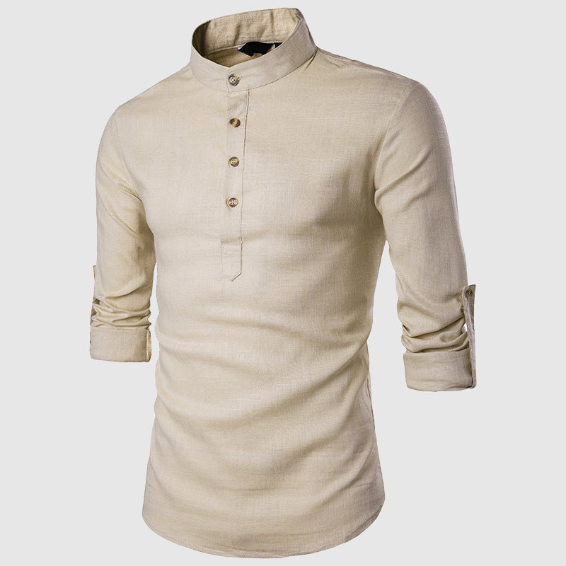 Men’s long sleeve stand collar shirt