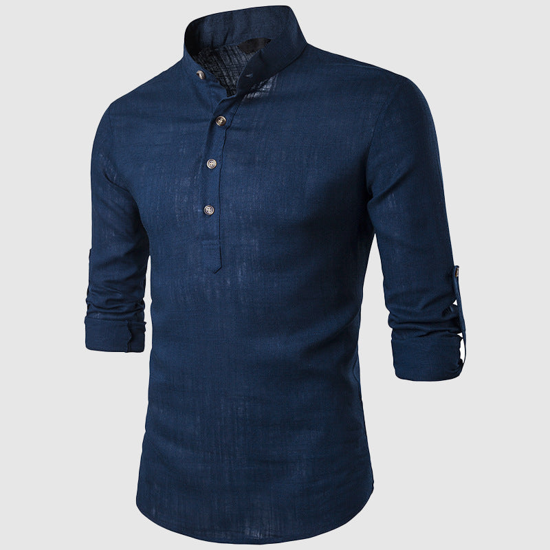 Men’s long sleeve stand collar shirt