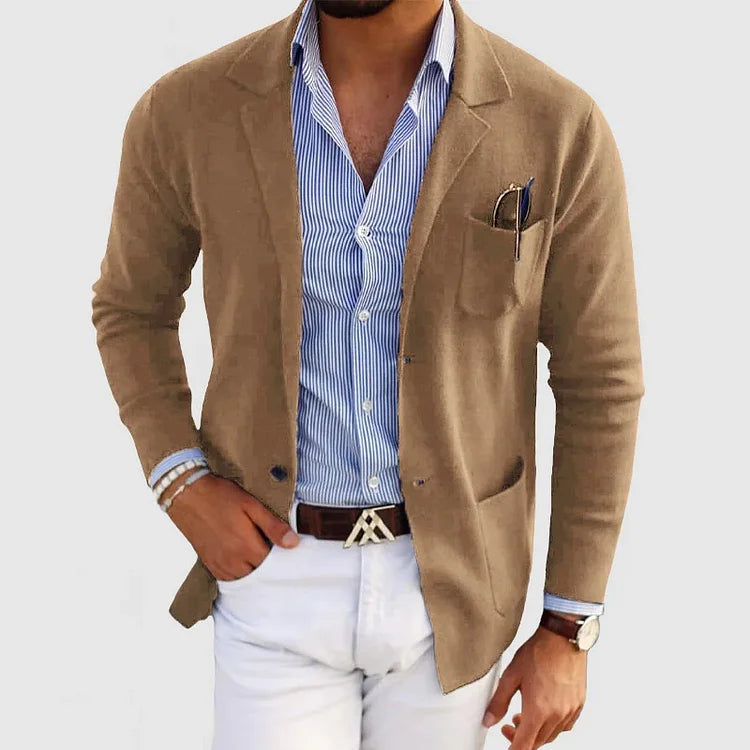 Men's tailored knit blazer for smart-casual style