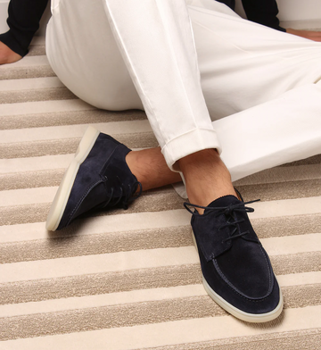 Comfortable lace-up loafers for men with white sole