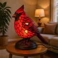 Stained Glass Weighted Cardinal Table Lamp