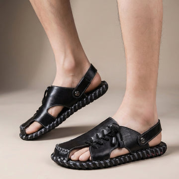 Men’s Open-Toe Sandals with Elastic Slingback and Textured Sole