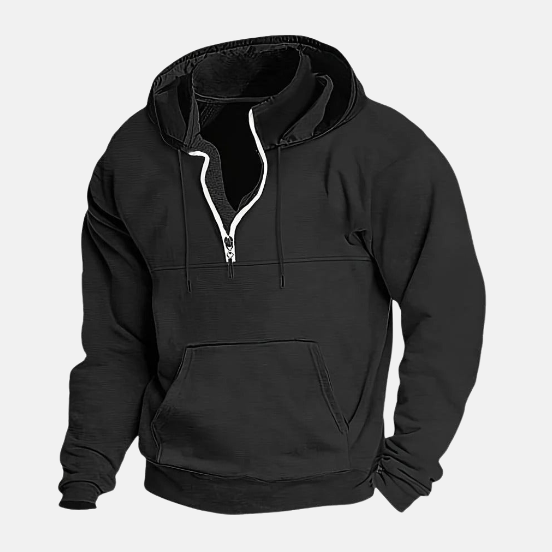 Theodore Relaxed Fit Quarter-Zip Hoodie | Solid Hooded Hoodie