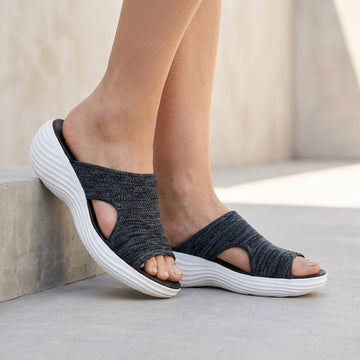Breathable Knit Platform Slide Sandals - Effortless Comfort for Sunny Coastal Escapes