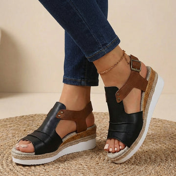 Coastal Contrast Platform Sandals - Breathable Chic for Summer Adventures
