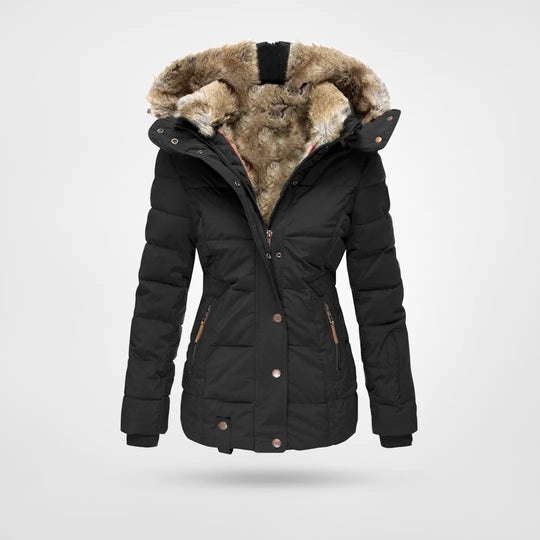 Women's slim fit comfortable casual jacket with fur collar